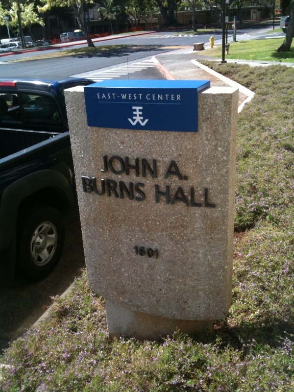 East West Center J.A. Burns Hall Sign 1